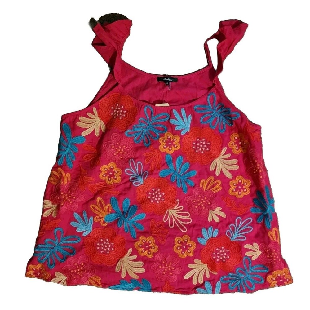 NWT ANDREE BY UNIT BARBIE PINK Cami Tunic Linen Blend SLEEVELESS TOP Size 1X